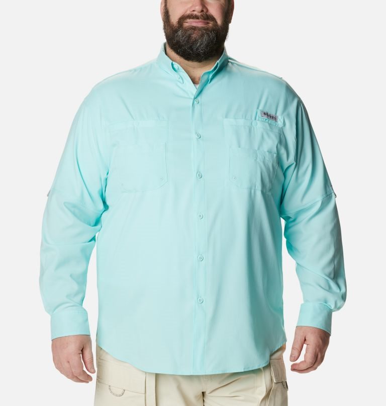 Men\'s Columbia PFG Tamiami II Long Sleeve Shirts Turquoise | Plus Size CA-HA53L